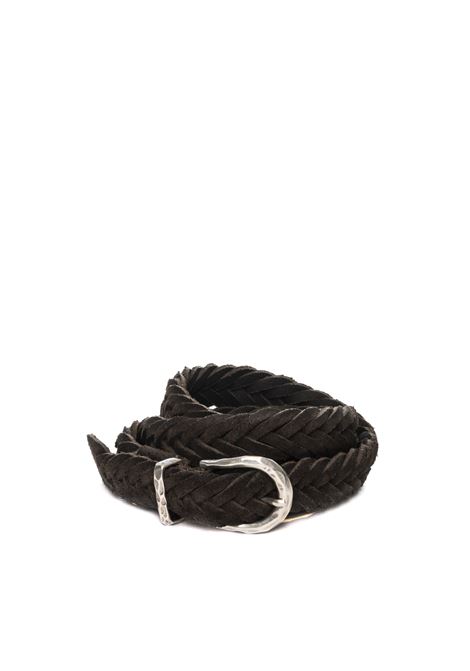 Brown suede braid belt ITALIAN BELTS | TRECCIA025CAM-MORO